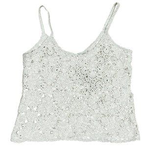 Zara Crochet Knit Tank Top Cream Ivory Cropped Women's‎ Sz Small